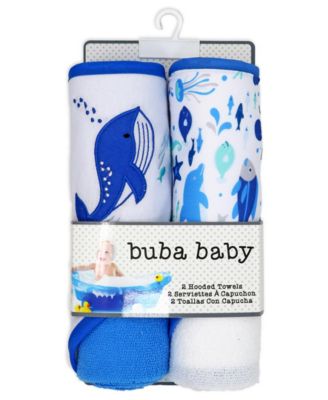 Boys and Girls 2 Pack Embroidered Hooded Bath Towel and Wash Cloth Set