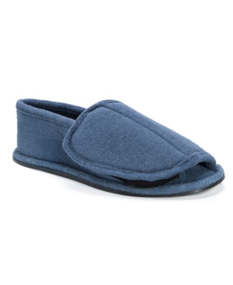 Мужские тапочки MUK LUKS Terry Open Toe Velcro Slippers, цвет: Тёмно-синий