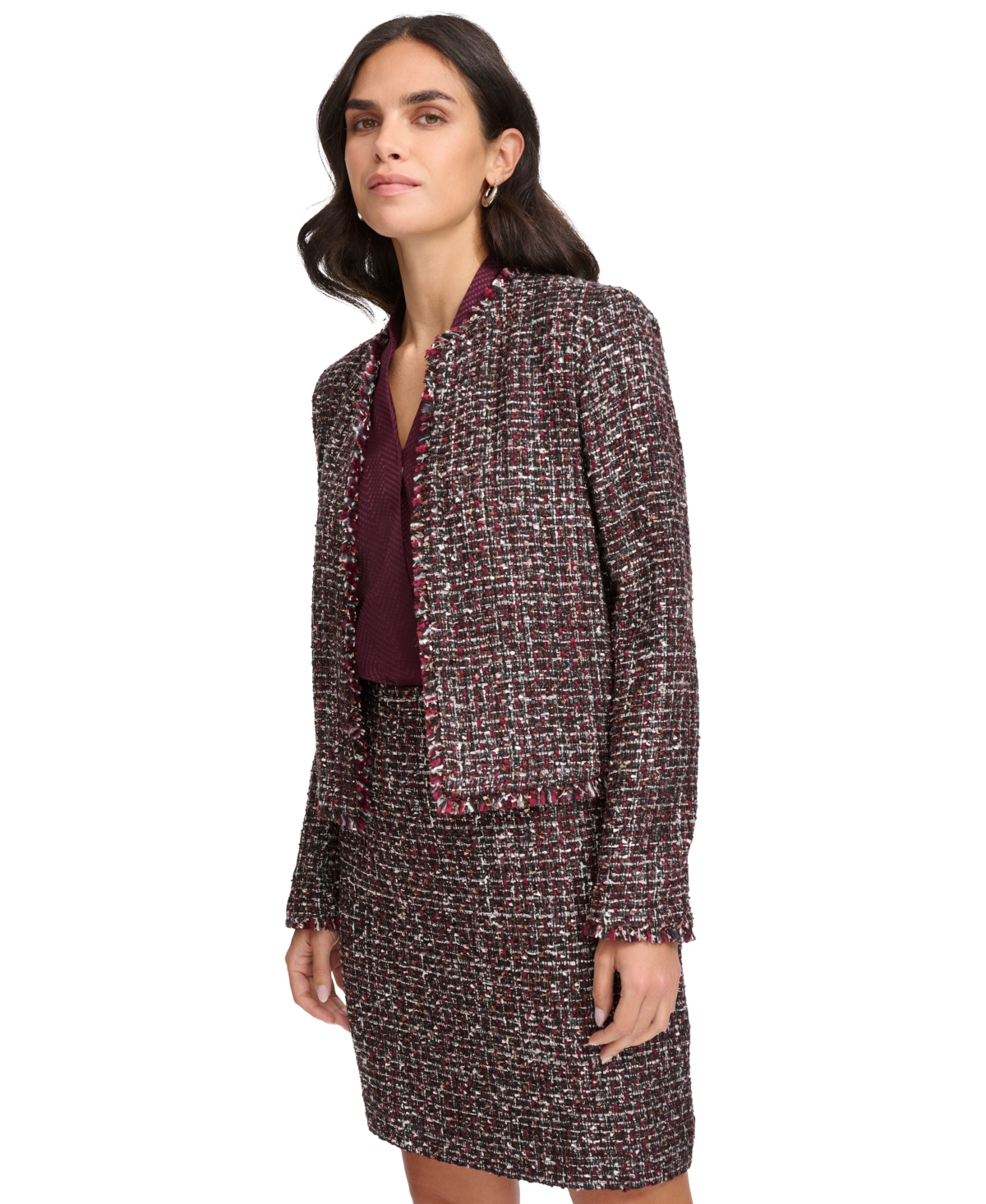 Calvin Klein Women's Tweed Open-Front Blazer