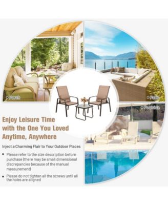 3 Pieces Stackable Patio Bistro Conversation Set with Adjustable Backrest