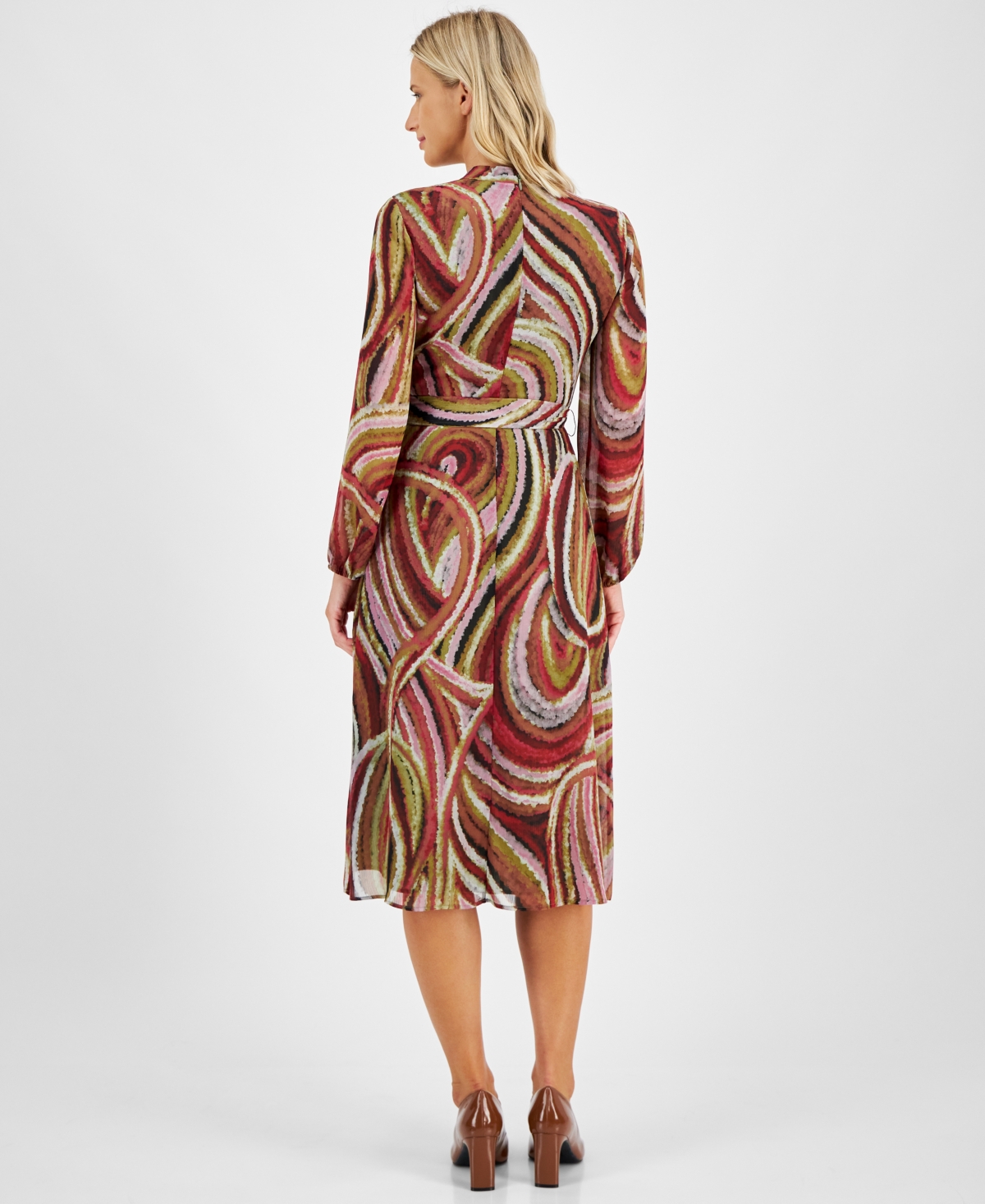 Tahari Asl Women's Printed Belted Midi Dress