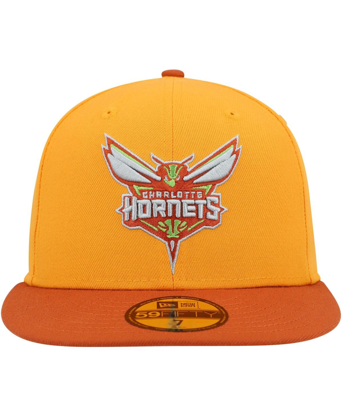 New Era Men'sRust Charlotte Hornets 59FIFTY Fitted Hat - Gold