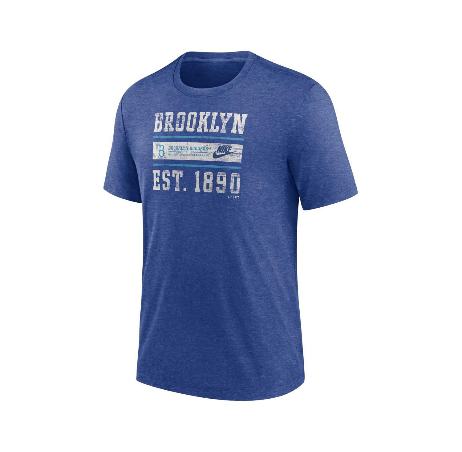 Men's Heather Royal Brooklyn Dodgers Cooperstown Collection Local Stack Tri-Blend T-Shirt