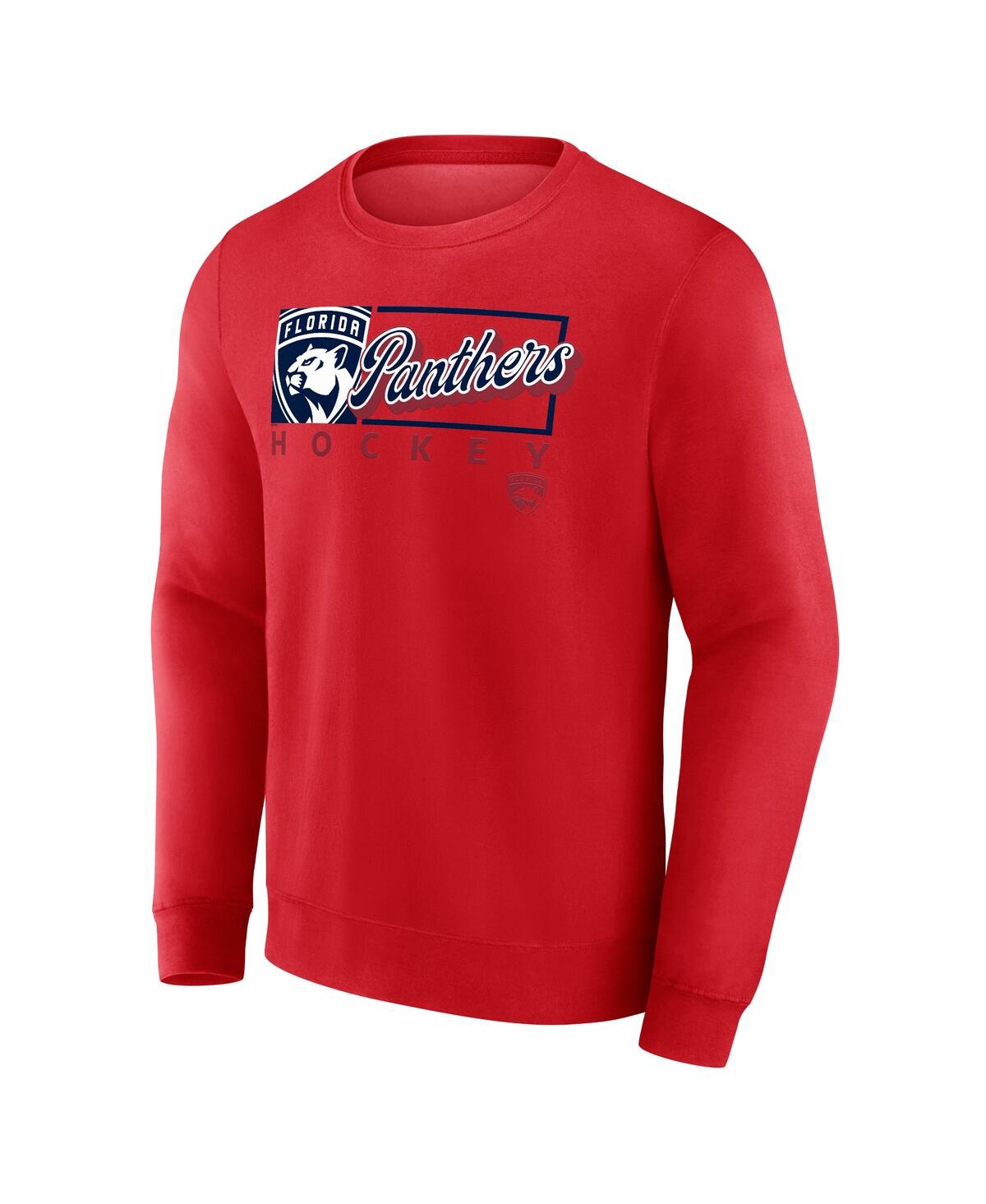 Fanatics Men's Red Florida Panthers Focus Fleece Pullover Sweatshirt In Red