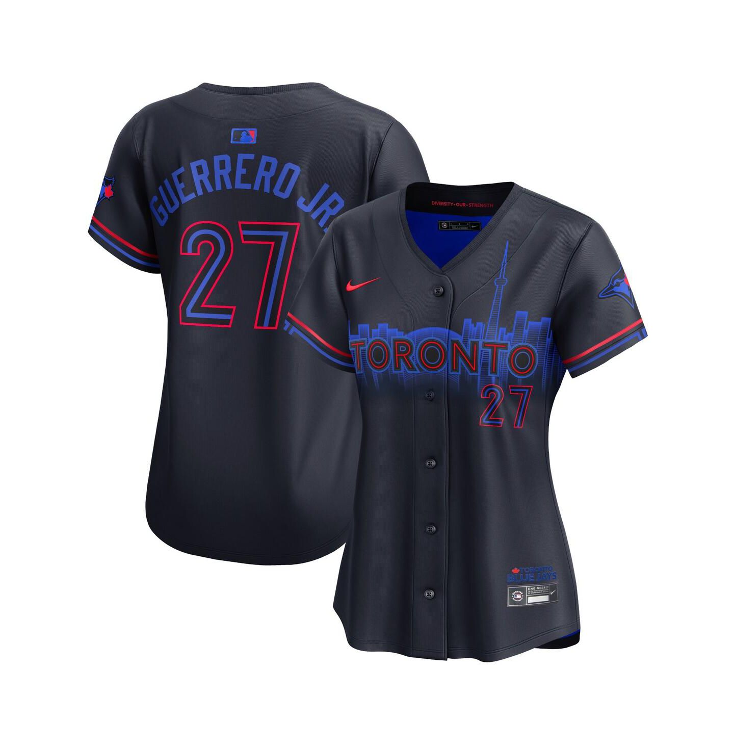 Женский топ Nike Vladimir Guerrero Jr. Navy Toronto Blue Jays 2024 City Connect Limited Player Jersey — фото 1