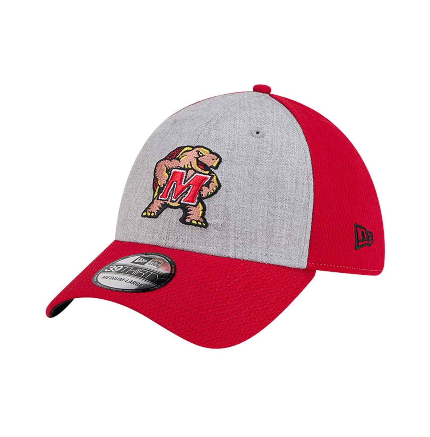 Мужская кепка New Era Heather Gray/Red Maryland Terrapins Two-Tone 39THIRTY Flex Hat — фото 1