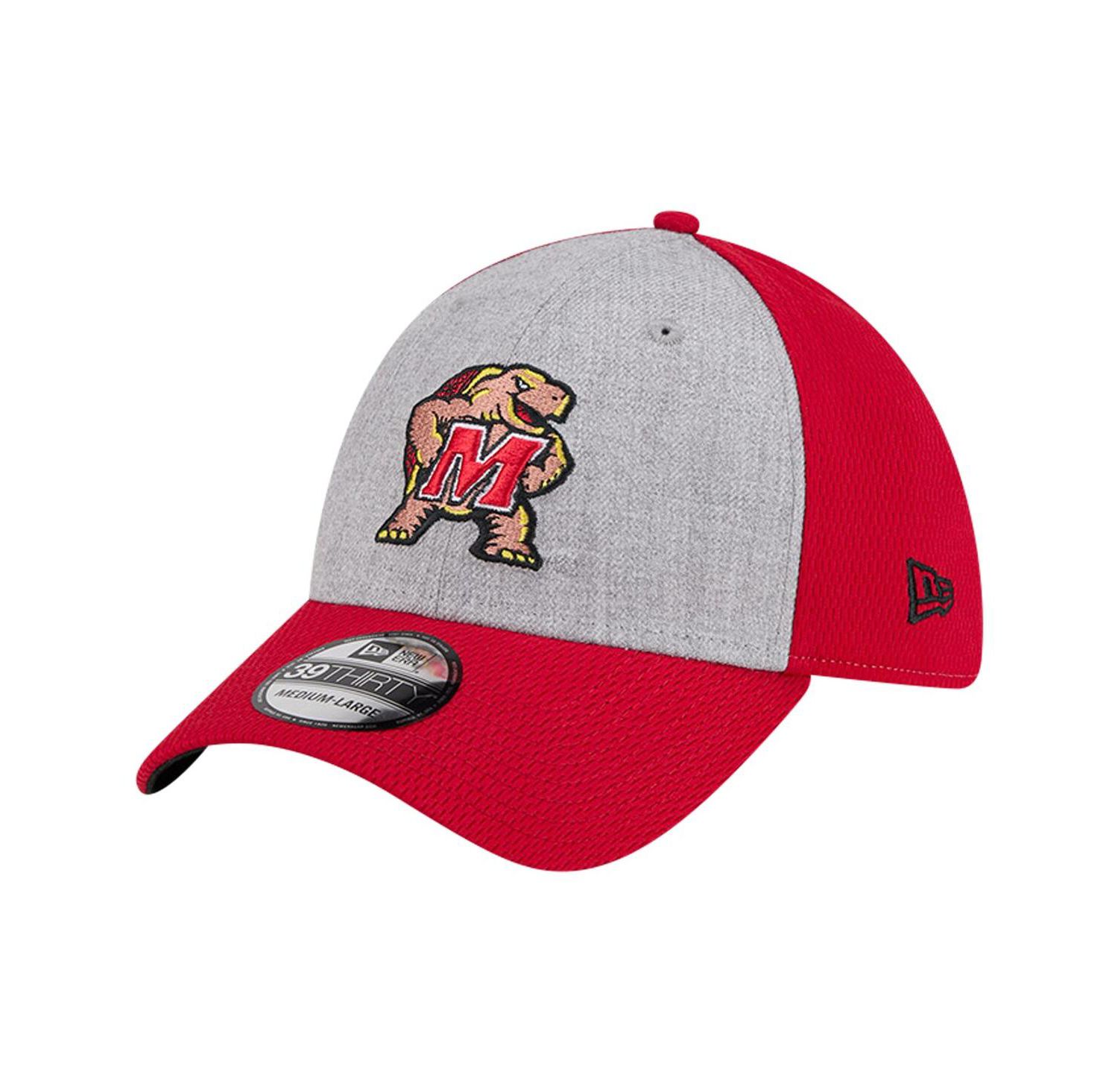 Men's Heather Gray/Red Maryland Terrapins Two-Tone 39THIRTY Flex Hat
