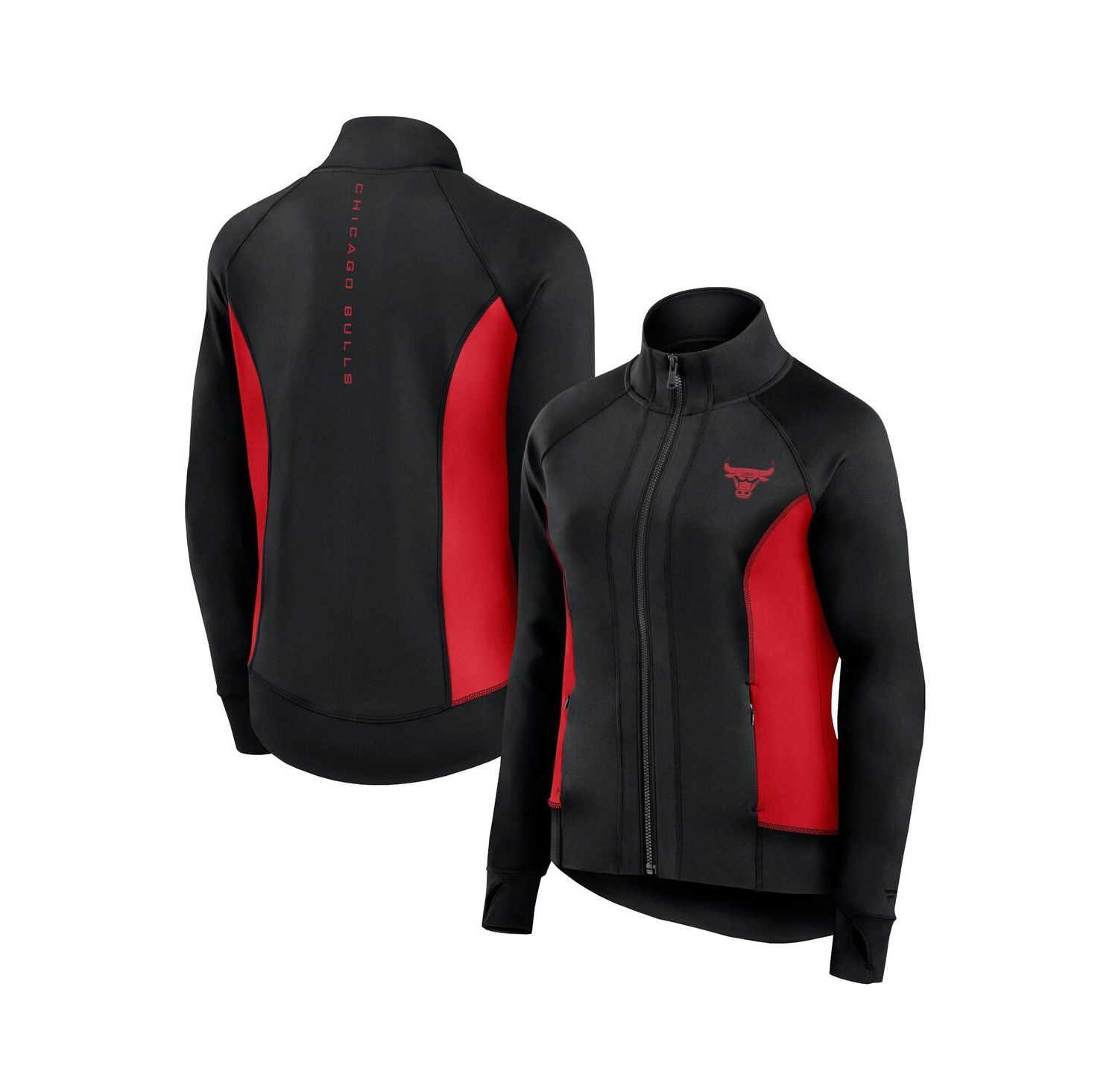 Women's Black Chicago Bulls Studio Fitted Full-Zip Gym Track Jacket