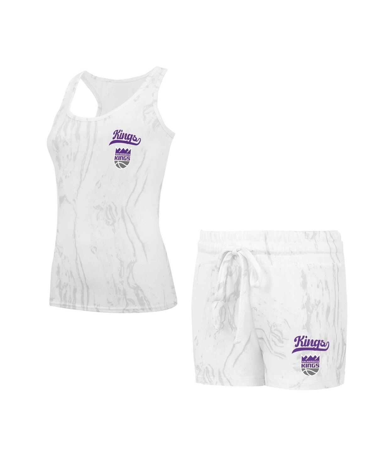 Women's White Sacramento Kings Quartz Tank Top Shorts Set - White Gray