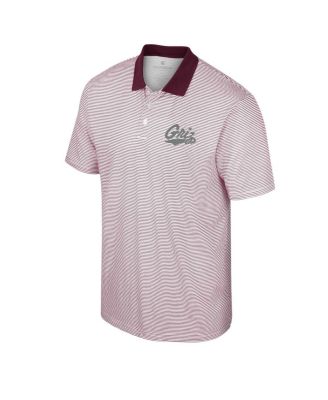 Men's White Wyoming Cowboys Print Stripe Polo Shirt