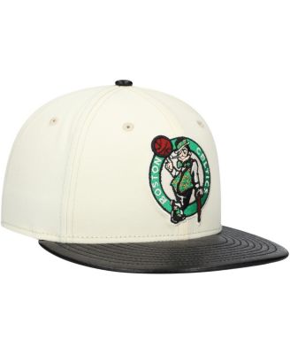 Men's White/Black Boston Celtics faux leather - Polyurethane Visor Two-Tone 59FIFTY Fitted Hat