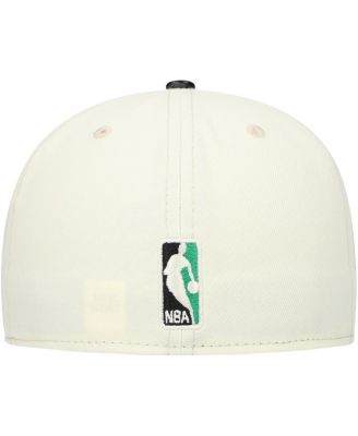 Men's White/Black Boston Celtics faux leather - Polyurethane Visor Two-Tone 59FIFTY Fitted Hat