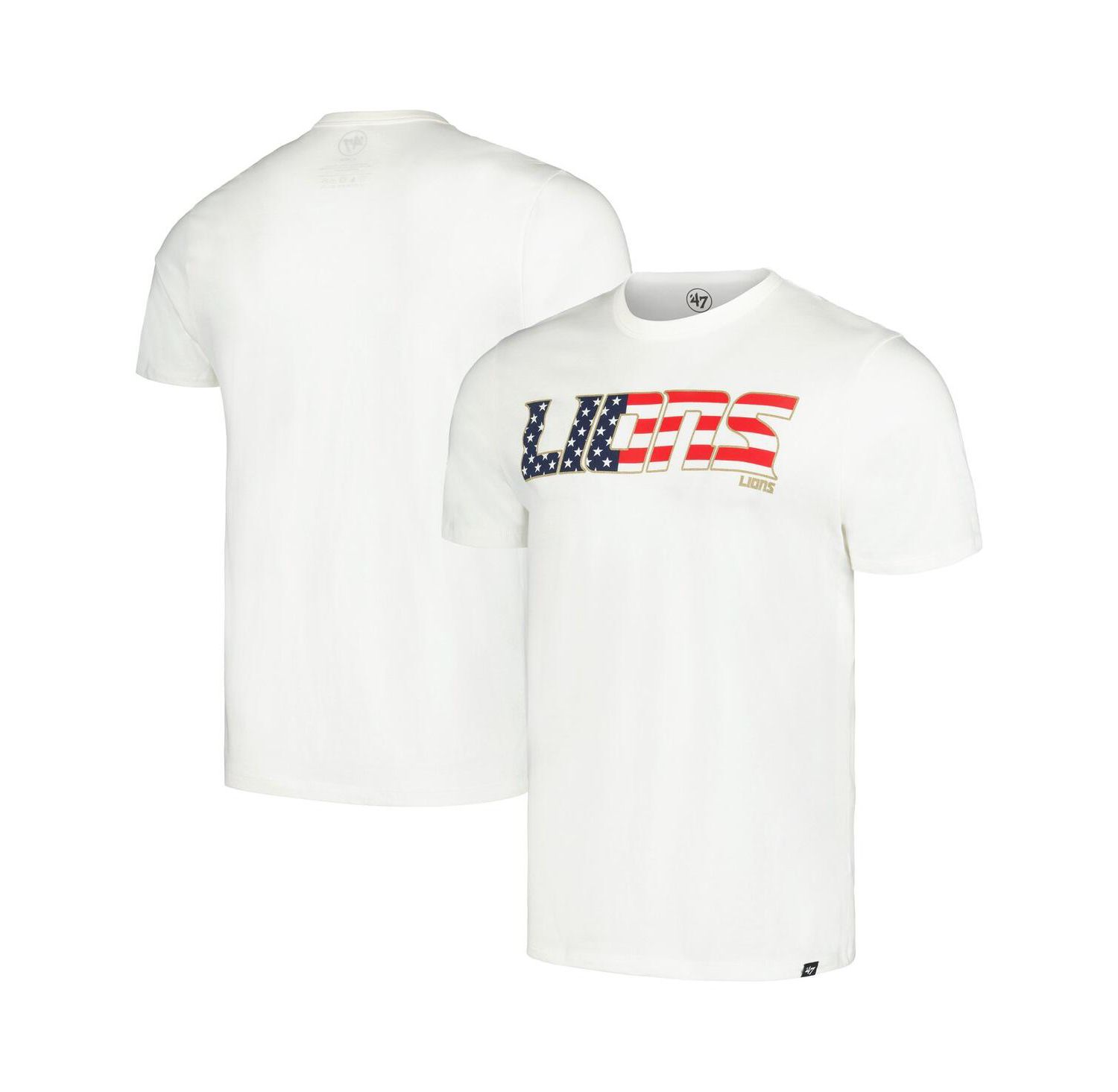 Men's White Detroit Lions Flag Script Franklin T-Shirt