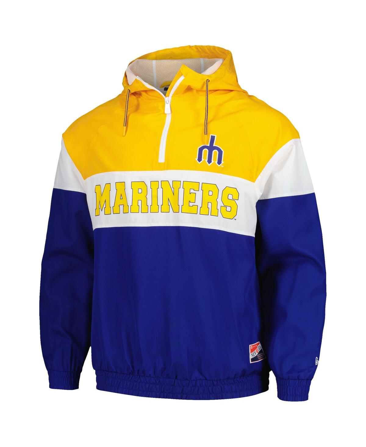 New Era Men's Blue Seattle Mariners Ripstop Raglan Quarter-zip Hoodie Windbreaker Jacket In Blue