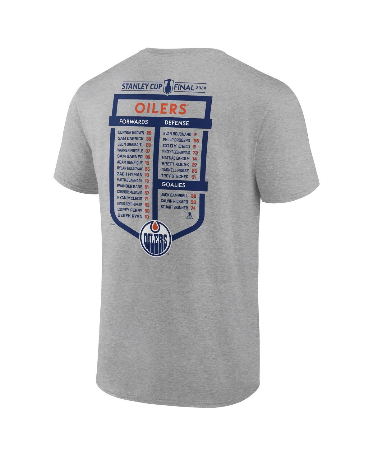 Fanatics Men'sEdmonton Oilers 2024 Stanley Cup Final Big Tall Roster T-Shirt - Heather Gray