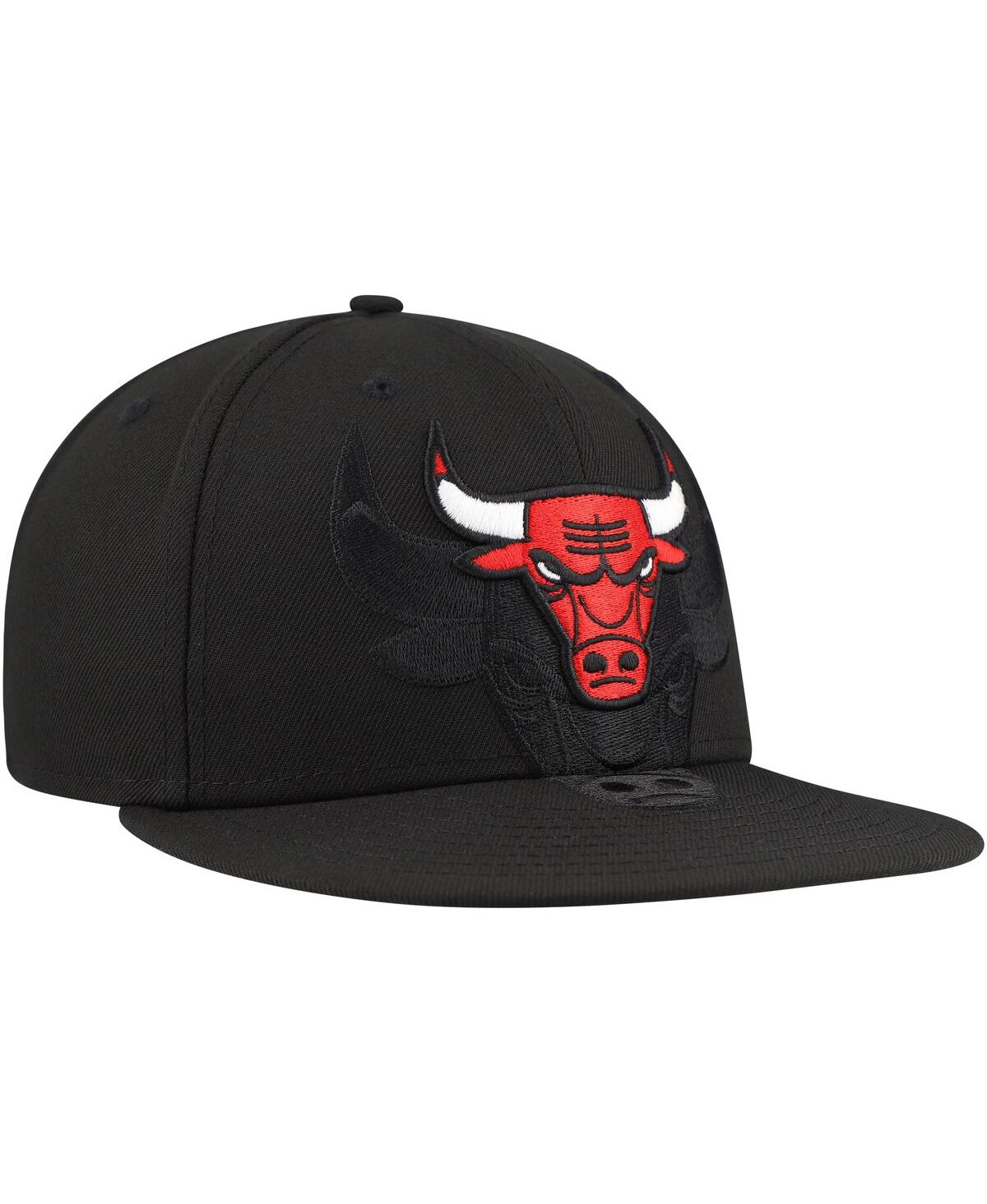 New Era Men'sChicago Bulls Blackout Shadow Logo 59FIFTY Fitted Hat - Black