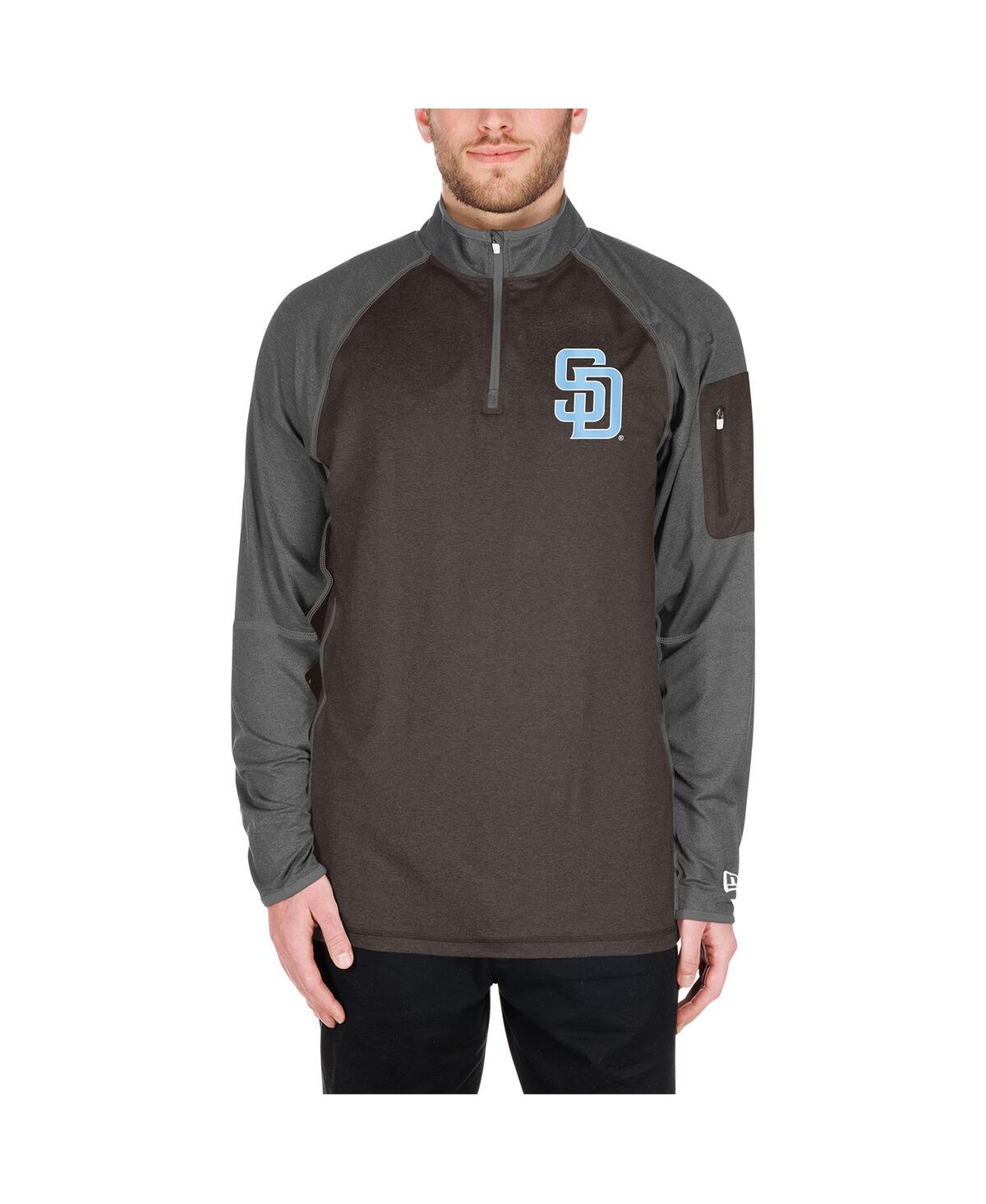 NEW ERA MEN'S BROWN SAN DIEGO PADRES FATHER'S DAY RAGLAN QUARTER-ZIP TOP 