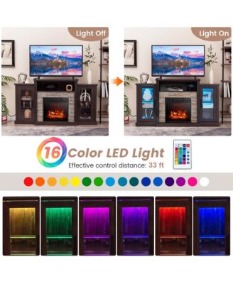 Fireplace TV Stand with Led Lights & Electric Fireplace For 65" Wall-Mounted TV