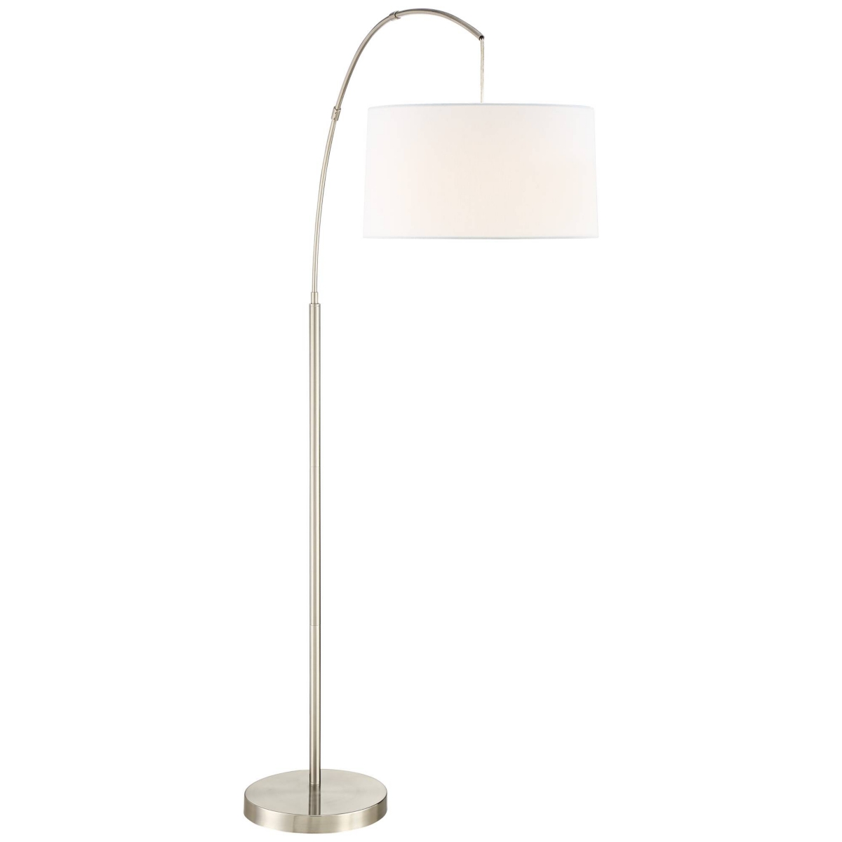 360 Lighting Cora Modern Arc Lamps Floor Standing with Usb Charging Port Tall Brushed NickelMetal White Linen Fabric Drum Shade for Living