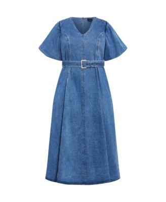 Plus Size Denim Delilah Midi Dress