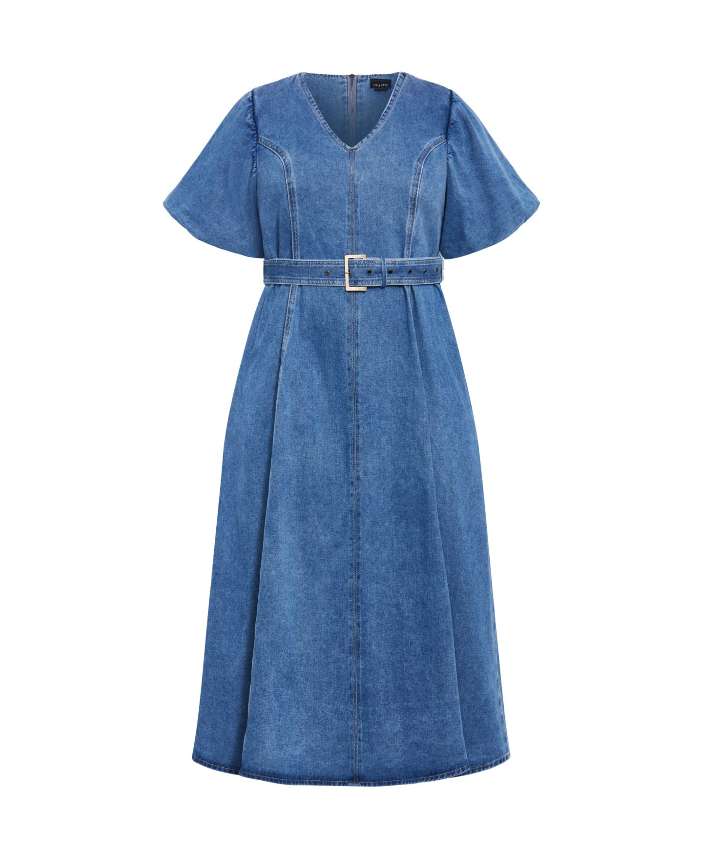 Женское платье CITY CHIC Denim Delilah Midi, цвет: Средняя варка — фото 2