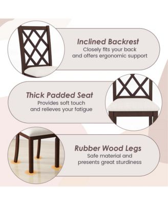 Set of 4 Dining Chairs Wood Kitchen Side Chair with Inclined Backrest Cherry