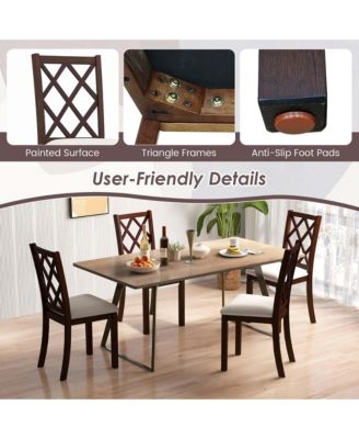 Set of 4 Dining Chairs Wood Kitchen Side Chair with Inclined Backrest Cherry