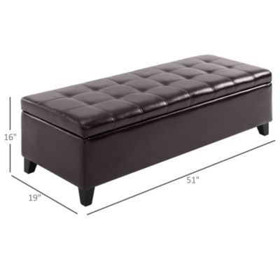 Storage Ottoman Bench 3-seater PU Leather Furniture Foot Stool