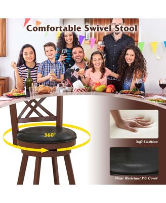 29'' Swivel Bar Stools Set of 2 Upholstered Counter Stools with Cushion & Footrests