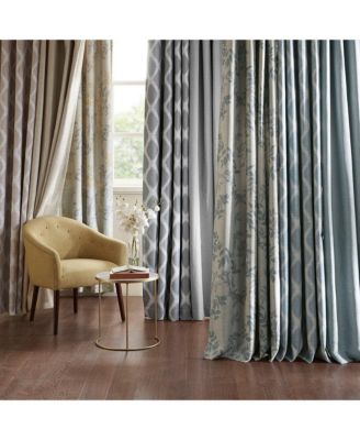 Blakesly Ikat blackout curtains for bedroom, Silver grommet top fit up to 1.25 inches rod Single Curtain Panel for Living Room, Width 50 length 95 inches, Pitch Black Ambiance Aqua Window Panel