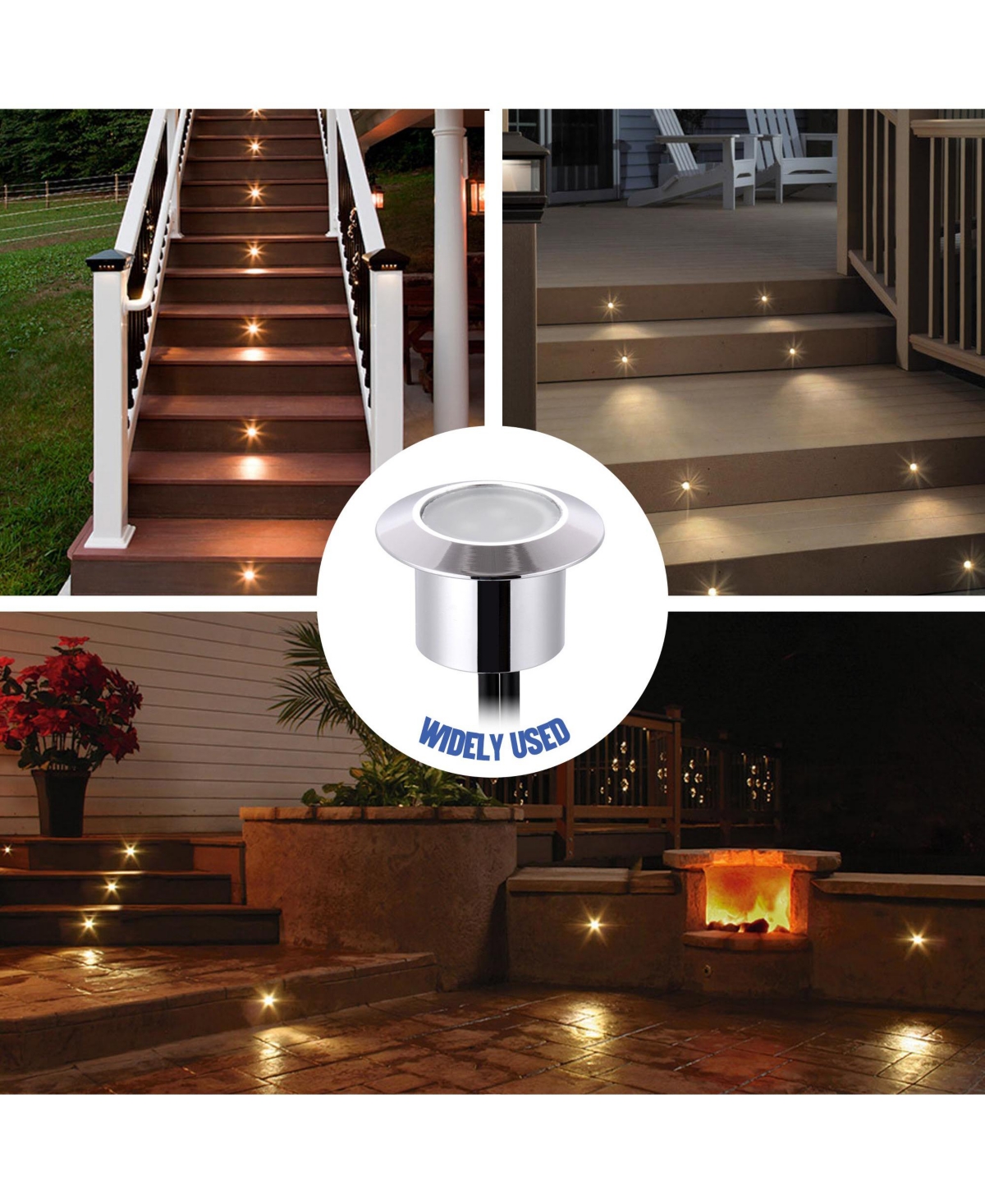 Yescom 10pcs Led Deck Light Kit Outdoor Yard Garden Patio Stair Landscape Pathway Decor - Off-white