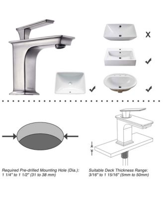 Aquaterior Undermount Sink Cold & Hot Water Simple 1 Hole Bathroom Square Faucet