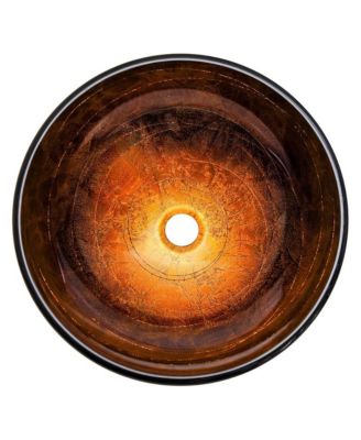 16 9/16" x 5 11/16" (42 x 14.5 cm)- Artistic Tempered Glass Vessel Sink Bathroom Lavatory Round Bowl Pattern Basin