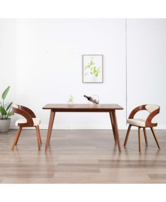 Dining Chairs 2 pcs Cream Bent Wood and Faux Leather