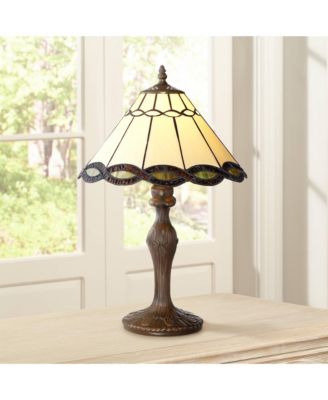 Camile Traditional Tiffany Style Accent Table Lamp 18 1/2" High Antique Bronze Brown Woven Art Glass Shade Decor for Bedroom House Bedside Home Office Entryway (Color May Vary)