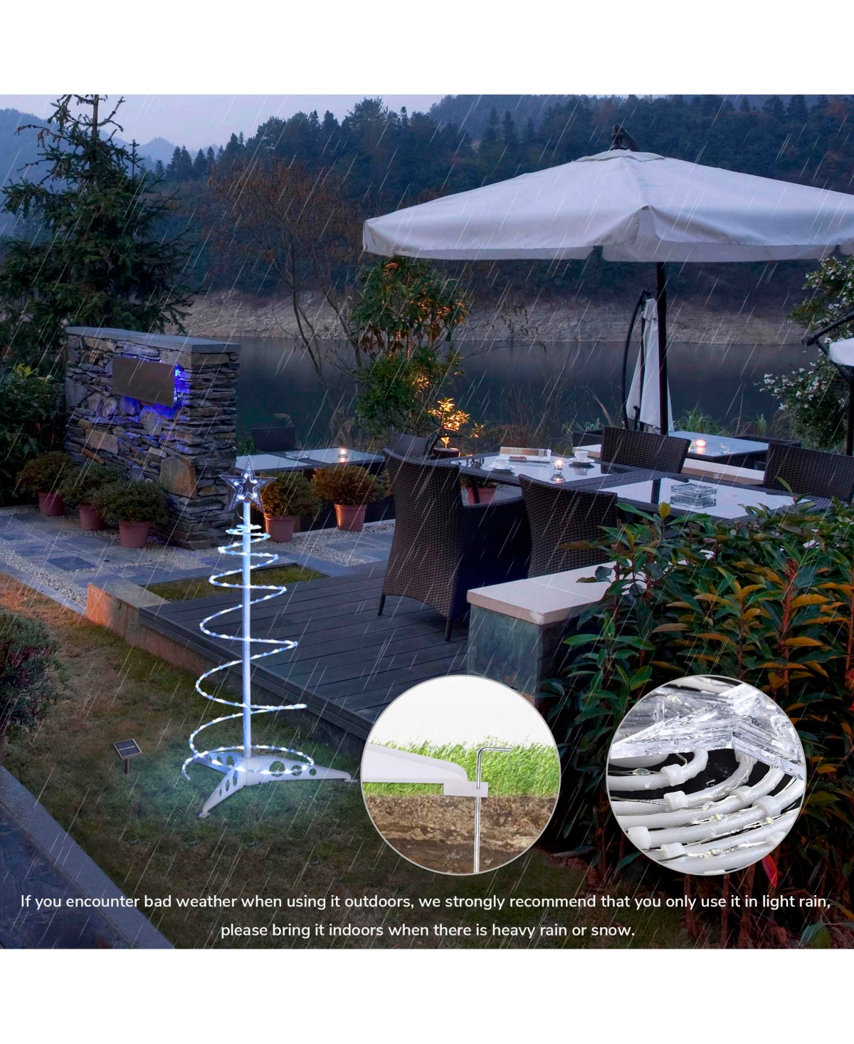 Yescom Munchkin Solar 2ft Led Spiral Tree Light 79 LEDs for Indoor Outdoor Holiday Christmas Decor Cool White 5 pack
