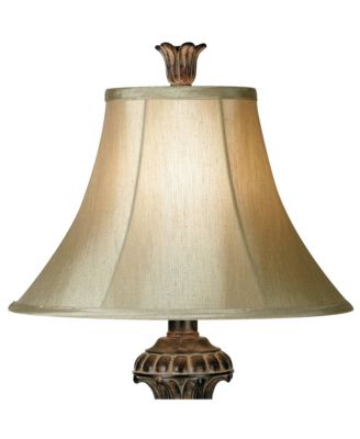 Traditional Table Lamp Urn 25.5" High Two Tone Bronze Off White Bell Shade for Living Room Family Bedroom Bedside Nightstand