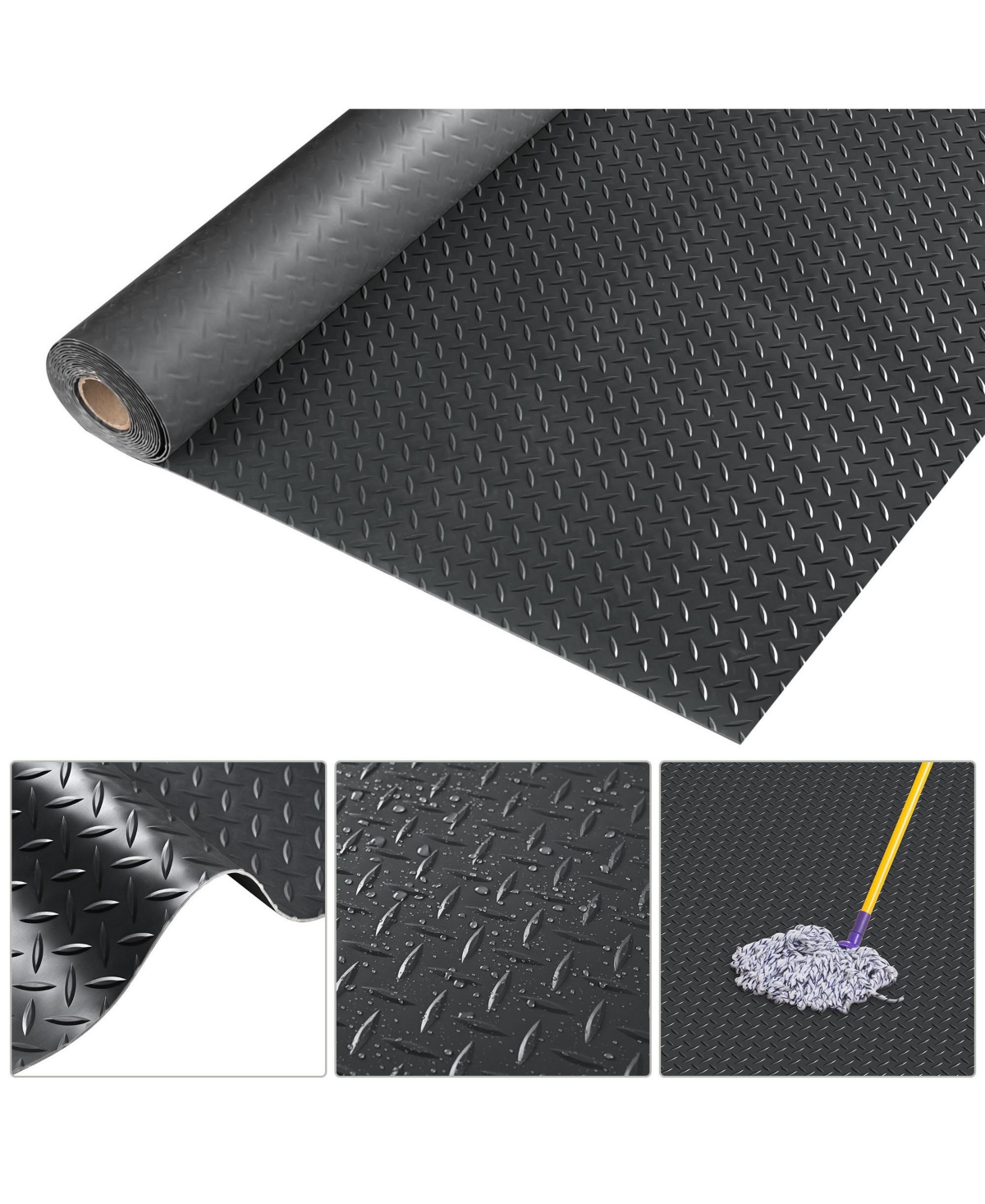 Yescom Garage Floor Mat Roll Diamond Protect Cover Trailer Pvc 3mm Thick 19.5x6.5 Ft