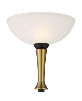 Burbank Modern Art Deco Torchiere Floor Lamp 70" Tall Black Brass Frosted White Glass Shade for Living Room Bedroom Office House