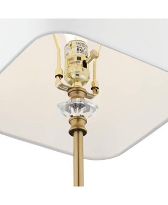 Julia Traditional Buffet Table Lamp 29 1/2" Tall Gold Crystal with Table Top Dimmer Fabric Tapered Drum Shade for Living Room Dining Home