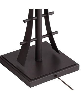 Rustic Mission Asian Floor Lamp 62" Tall Bronze Iron Jewel Tone Stained Art Glass Shade for Living Room Bedroom Office House Home