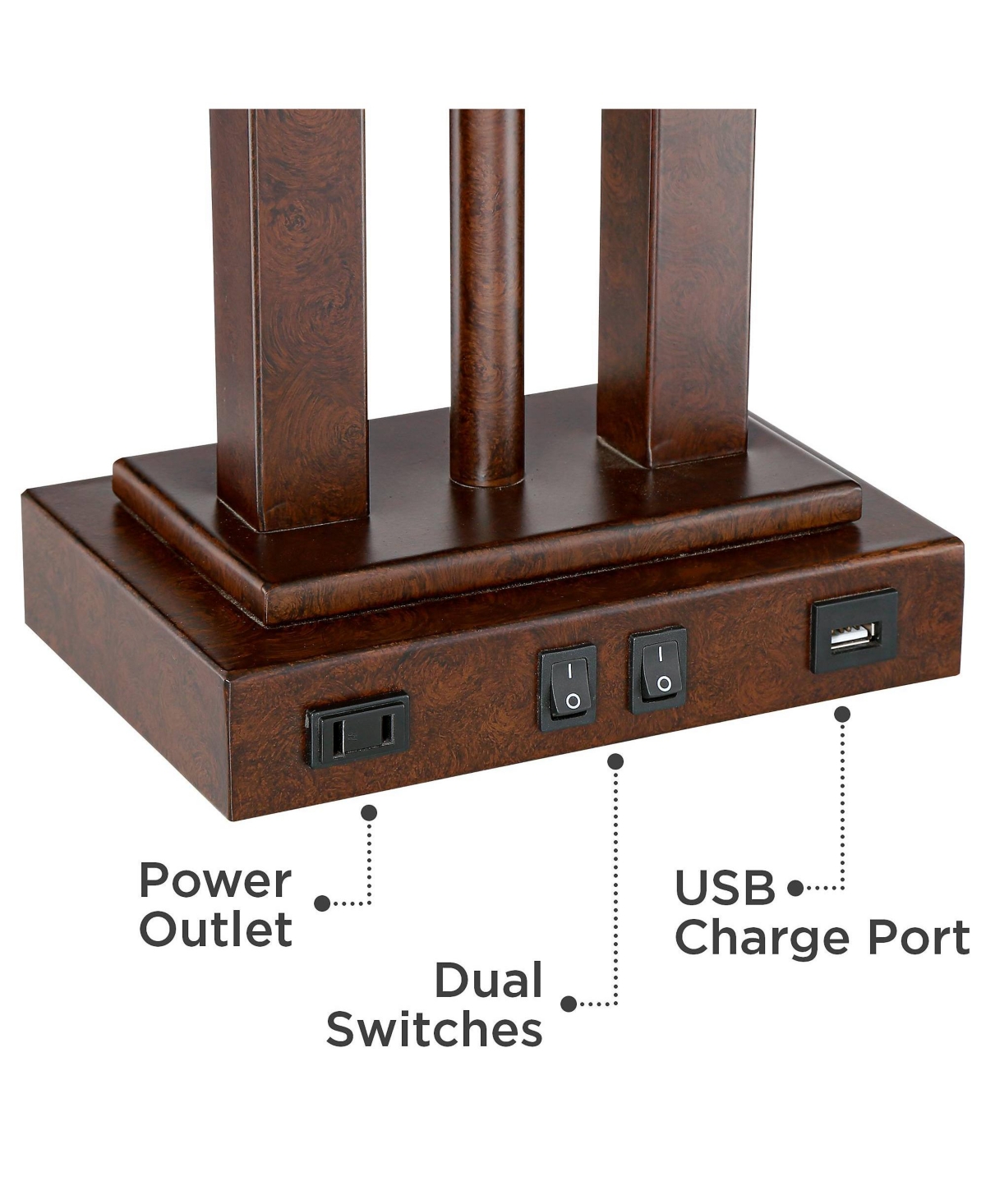 Possini Euro Design Deacon Modern Desk Table Lamp with Usb and Ac Power Outlet in Base Gooseneck Led High Bronze Rectangular Linen Shade for Livin