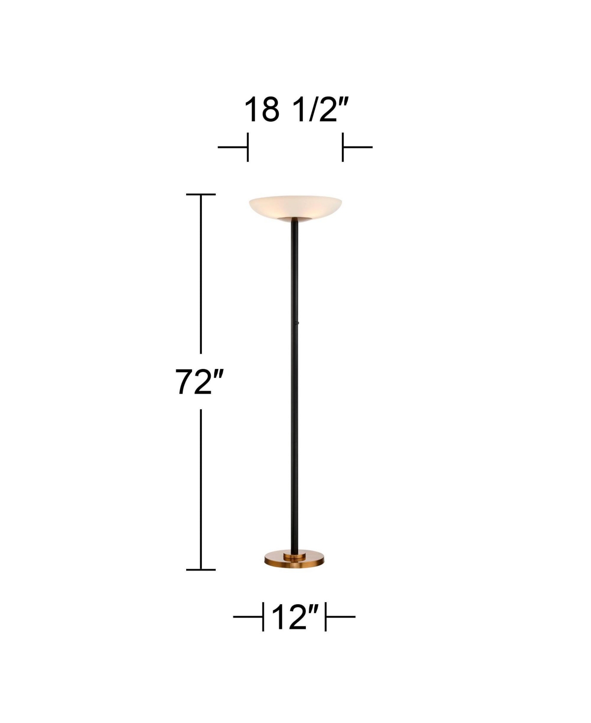 Possini Euro Design Meridian Light Blaster Modern Style Torchiere Floor Lamp Led TallAntique Brass Metal White Glass Shade for Living Room
