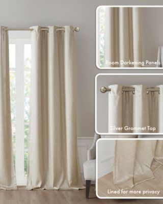 Como Tonal Printed Faux Silk Room Darkening Curtain for Bedroom, Grommet Top Design Panels Pair for Living Room, Width 42 length 95 inches 2 panels set, Green Window Panel