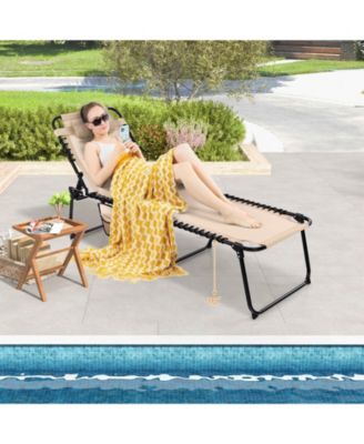 2 PCS Patio Folding Chaise Lounge Chair Portable Sun Lounger with Adjustable Backrest