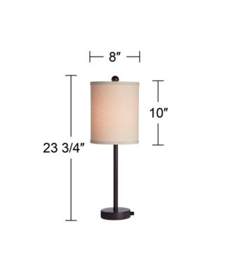Trotter Modern Table Lamps 23 3/4" High Set of 2 Oiled Bronze with USB and AC Power Outlet in Base Burlap Shade for Living Room Home Desk