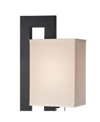 Modern Accent Table Lamp 20.5" High Espresso Bronze Floating Rectangular Oatmeal Box Shade for Living Room Family Bedroom