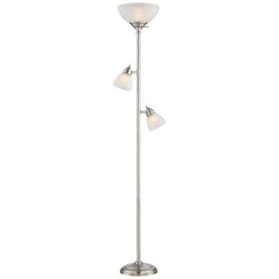 Ellery Modern Torchiere Floor Lamp with Side Lights 72" Tall Brushed Nickel Frosted White Glass Shade for Living Room Reading Bedroom