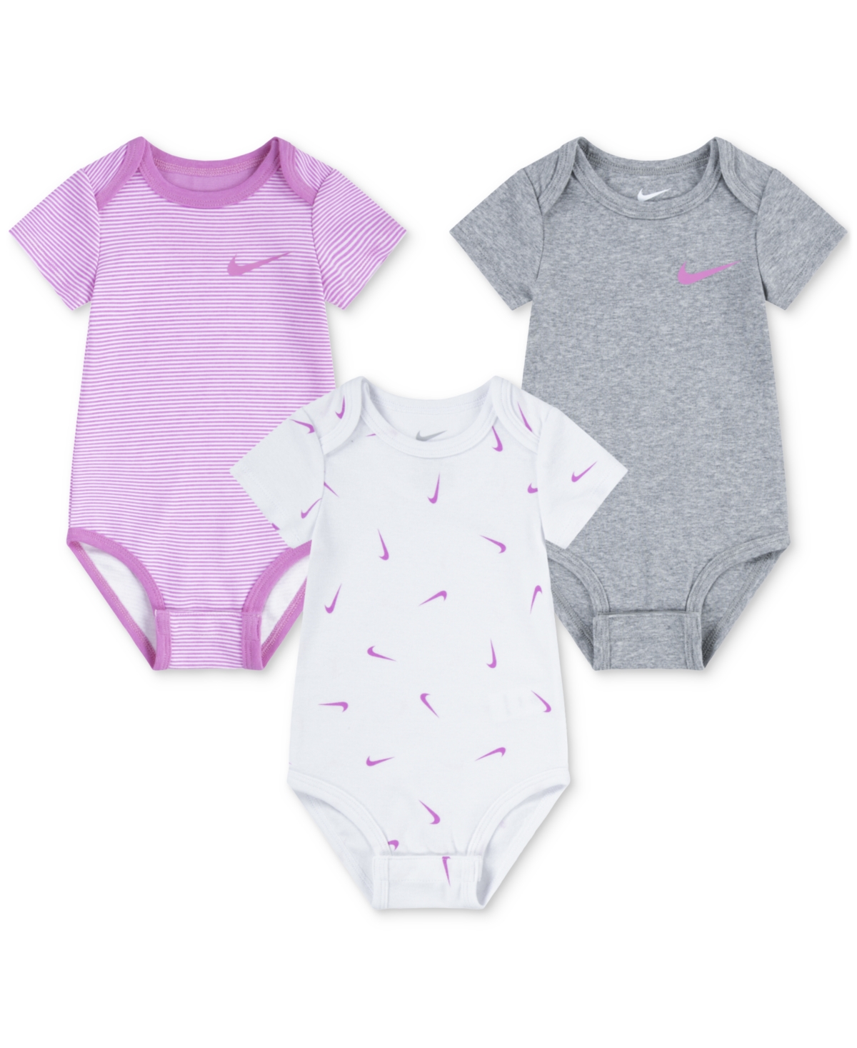 Nike Baby Boys Or Girls Essentials Bodysuits, Pack Of 3 In Playful Pink