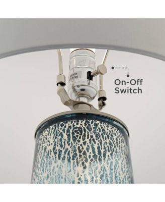 Marcus Modern Table Lamp 30" Tall Mercury Glass Column Shape White Drum Shade for Bedroom Living Room Bedside Nightstand Office Kids Home